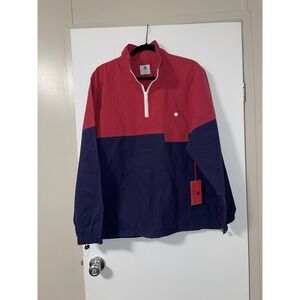 Southern Proper Jacket Mens Large Blue Red 1/4 Zip Windbreaker Rain Logo NWT